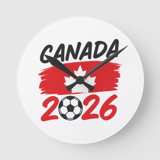 Canada 2026 Soccer Fan Design with Maple Leaf Ronde Klok (Voorkant)