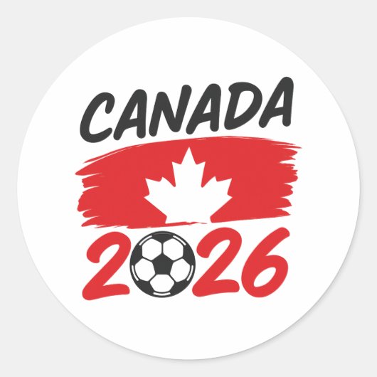 Canada 2026 Soccer Fan Design with Maple Leaf Ronde Sticker (Voorkant)