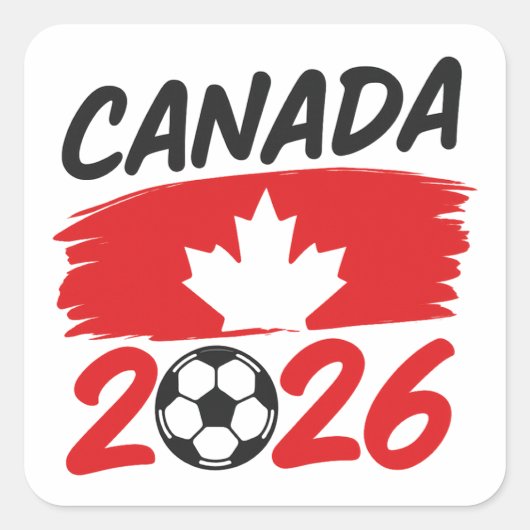 Canada 2026 Soccer Fan Design with Maple Leaf Vierkante Sticker (Voorkant)