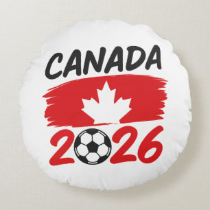 Canada 2026 Voetbalfan Design met Esdoornblad Rond Kussen