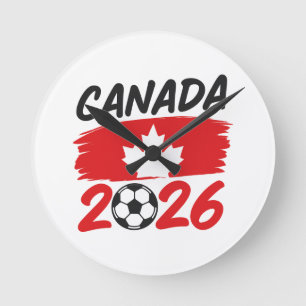 Canada 2026 Voetbalfan Design met Esdoornblad Ronde Klok