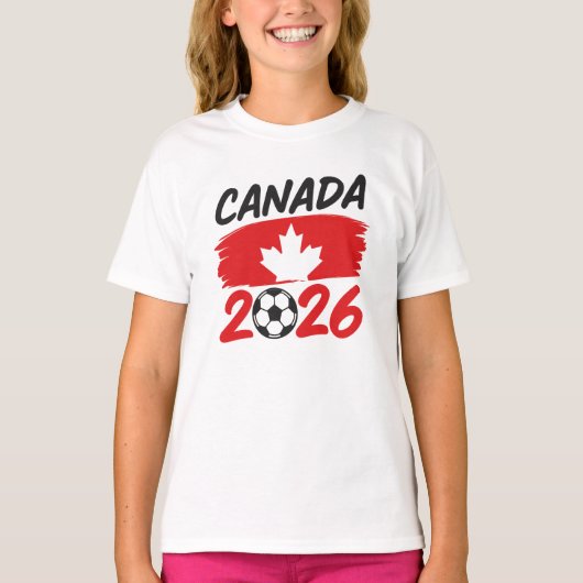 Canada 2026 Voetbalfan Design met Esdoornblad T-shirt (Voorkant)
