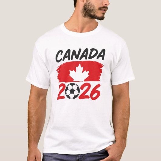 Canada 2026 Voetbalfan Design met Esdoornblad T-shirt (Voorkant)