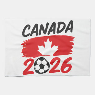 Canada 2026 Voetbalfan Design met Esdoornblad Theedoek