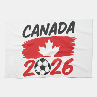 Canada 2026 Voetbalfan Design met Esdoornblad Theedoek