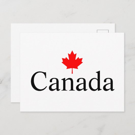 Canada aangepaste tekst met rode esdoorn blad briefkaart (Voorkant / Achterkant)