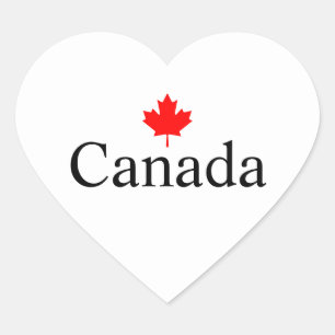 Canada aangepaste tekst met rode esdoorn blad hart sticker