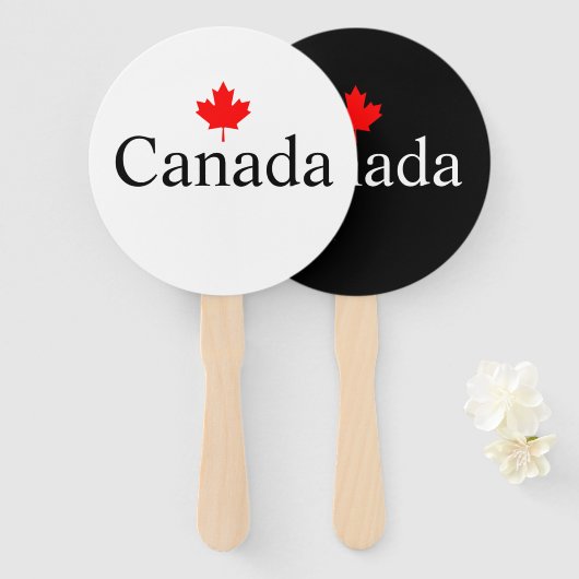 Canada aangepaste tekst met rode esdoorn blad part handwaaier (Voorkant en achterkant)