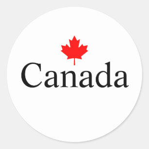 Canada aangepaste tekst met rode esdoorn blad ronde sticker