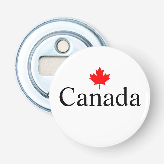 Canada aangepaste tekst met rode esdoornblad minim button flesopener (Voorkant)