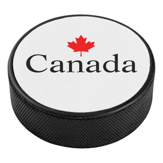Canada aangepaste tekst met rode esdoornblad minim hockey puck (3/4)