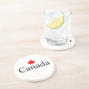 Canada aangepaste tekst met rode esdoornblad minim zandsteen onderzetter
