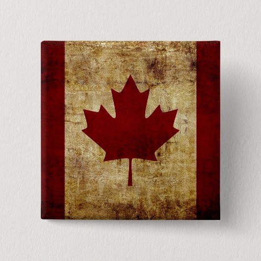 Canada / afgetakelde vlag vierkante button 5,1 cm (Voorkant)