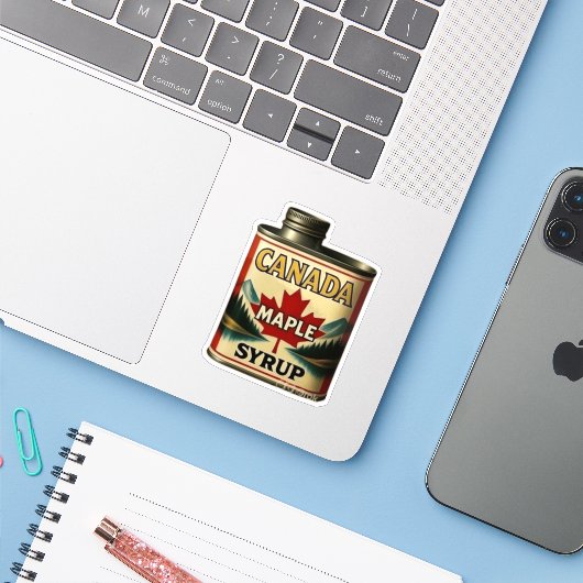 CANADA AHORNSTROOP STICKER (Laptop met iPhone)