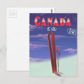 Canada Air mail naar ski briefkaart illustratie. (Voorkant / Achterkant)