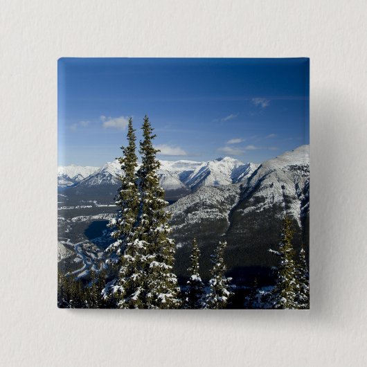Canada, Alberta, Banff. Uitzichten op de Bow Valle Vierkante Button 5,1 Cm (Voorkant)