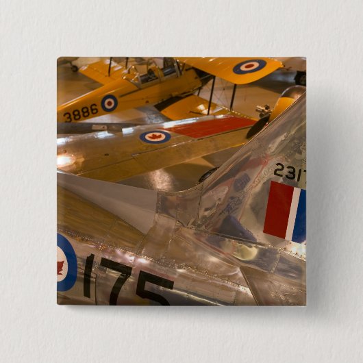 Canada, Alberta, Calgary: Aero Space Museum van Vierkante Button 5,1 Cm (Voorkant)