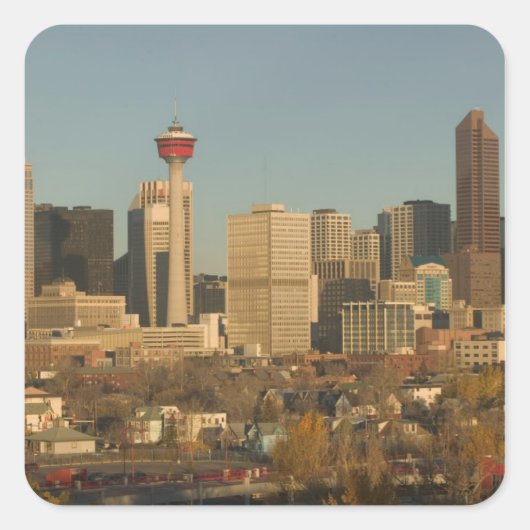 Canada, Alberta, Calgary: Stadsgezicht vanaf 2 Vierkante Sticker (Voorkant)