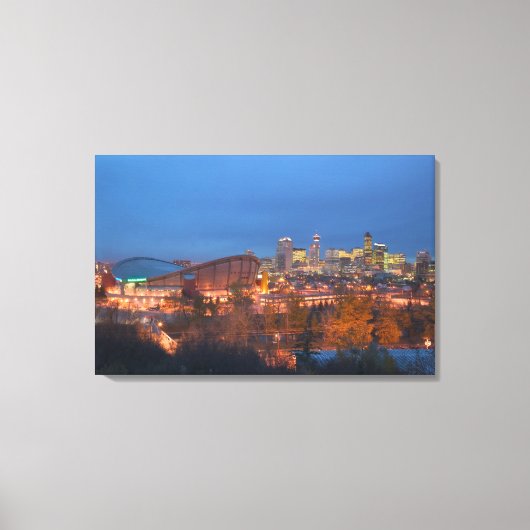 Canada, Alberta, Calgary: Stadsgezicht vanaf 4 Canvas Afdruk (Voorkant)