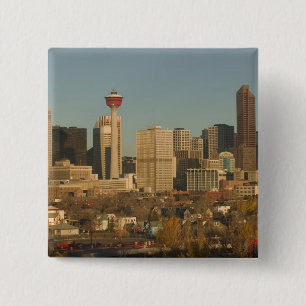 Canada, Alberta, Calgary: Stadsprofiel vanaf 2 Vierkante Button 5,1 Cm