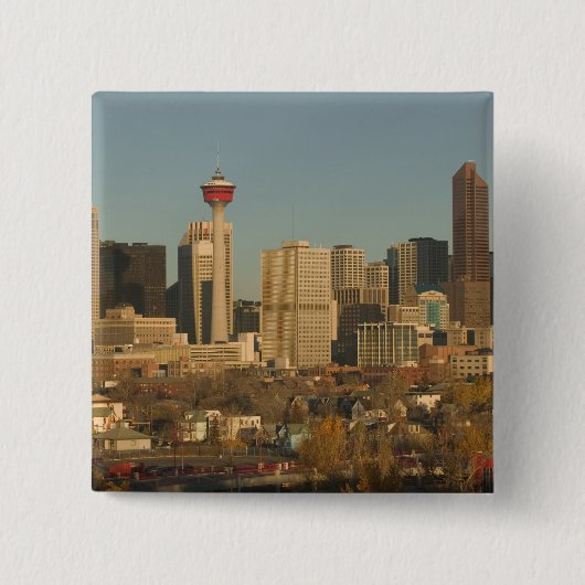Canada, Alberta, Calgary: Stadsprofiel vanaf 2 Vierkante Button 5,1 Cm (Voorkant)