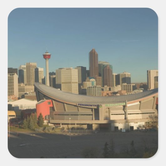 Canada, Alberta, Calgary: Stadsprofiel vanaf 3 Vierkante Sticker (Voorkant)