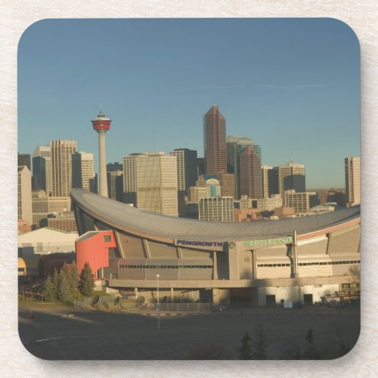 Canada, Alberta, Calgary: Stedelijk silhouet vanui Bier Onderzetter (Voorkant)