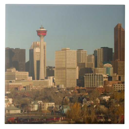 Canada, Alberta, Calgary: Stedelijk silhouet vanui Tegeltje (Voorkant)