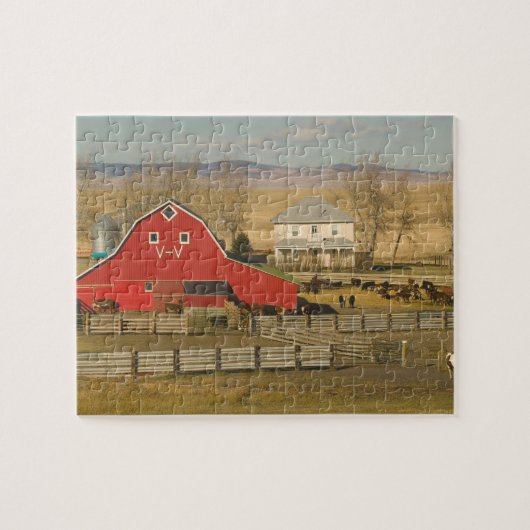 Canada, Alberta, Pincher Creek: Red Barn en Ranch Legpuzzel (Horizontaal)
