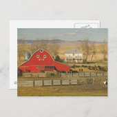 Canada, Alberta, Pincher Creek: Rode Barn en Ranch Briefkaart (Voorkant / Achterkant)