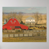 Canada, Alberta, Pincher Creek: Rode Barn en Ranch Poster (Voorkant)