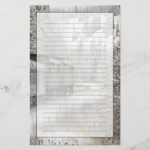 Canada, Alberta. Sneeuwtrein VIA Rail tussen Briefpapier