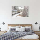 Canada, Alberta. Sneeuwtrein VIA Rail tussen Canvas Afdruk (Insitu (Slaapkamer))