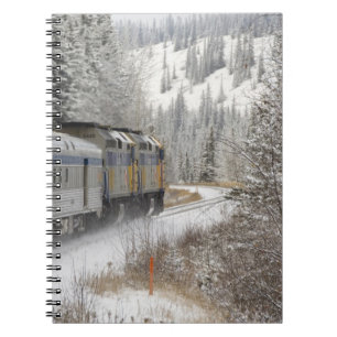 Canada, Alberta. Sneeuwtrein VIA Rail tussen Notitieboek