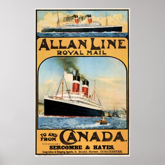 CANADA ALLAN LINE Steamship Vintage Travel Poster (Voorkant)