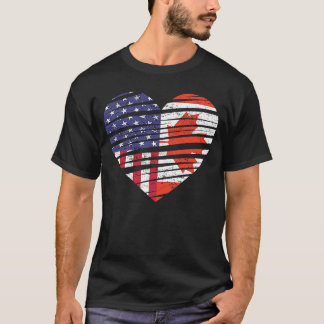 Canada American Grown Heart USA Patriot Heritage T-shirt
