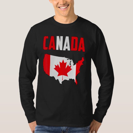 Canada American Map Canadian Flag Maple Leaf Graph T-shirt (Voorkant)