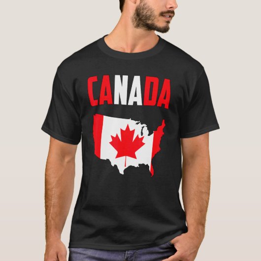 Canada American Map Canadian Flag Maple Leaf Graph T-shirt (Voorkant)