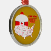 Canada-America's Cool Tuque Metalen Ornament (Rechts)