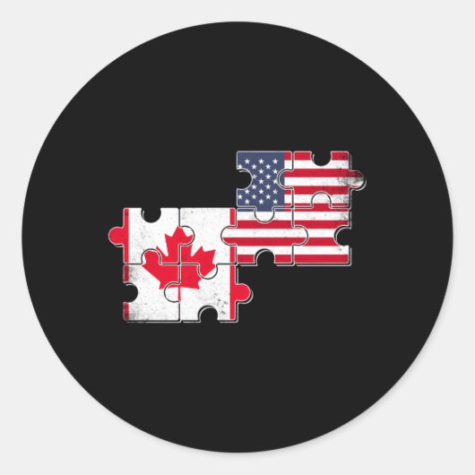 Canada Amerikaanse vlag Amerikaans Canadees Ronde Sticker (Voorkant)