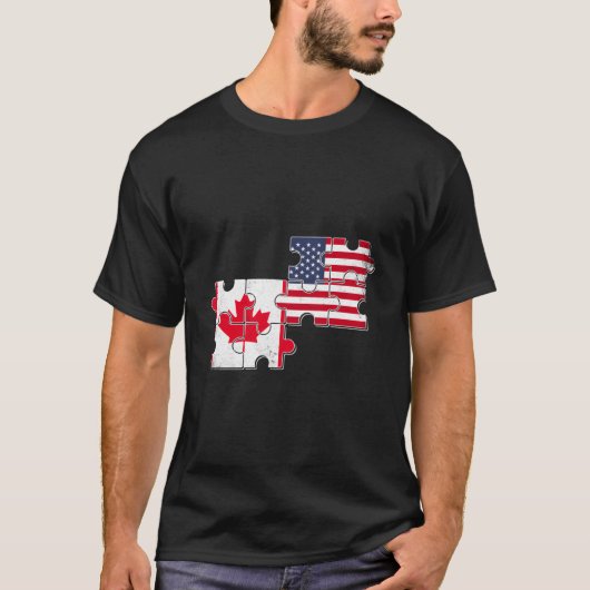 Canada Amerikaanse vlag Amerikaans Canadees T-shirt (Voorkant)