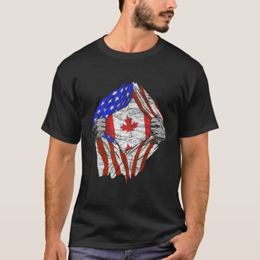 Canada Amerikaanse Vlag Canaday Dag T-shirt (Voorkant)
