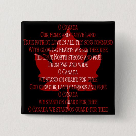 Canada Anthem Button Canada Souvenirs Canada Gift (Voorkant)