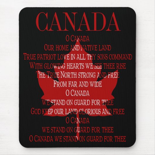 Canada Anthem Mousepad Canada Maple Leaf Mousepad Muismat (Voorkant)