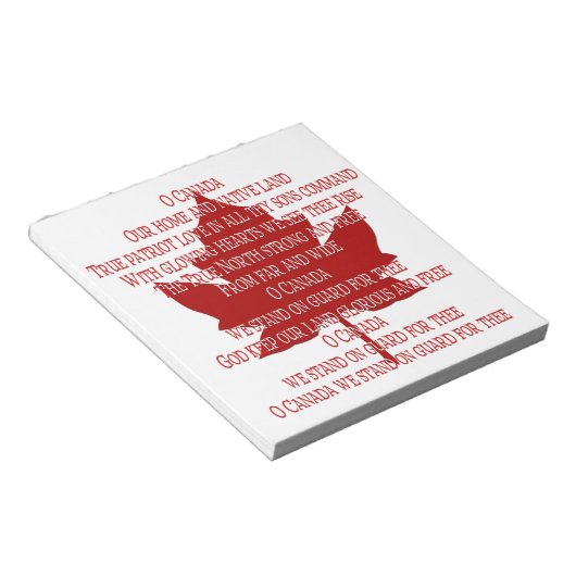Canada Anthem Souvenir Notepad Canada - cadeaus Notitieblok (Schuin)