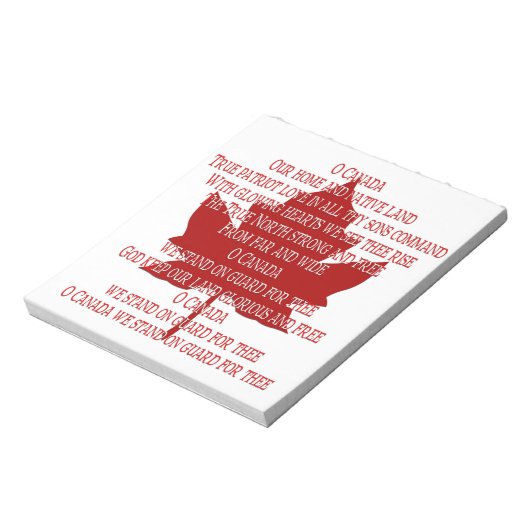 Canada Anthem Souvenir Notepad Canada - cadeaus Notitieblok (Linkerzijde)