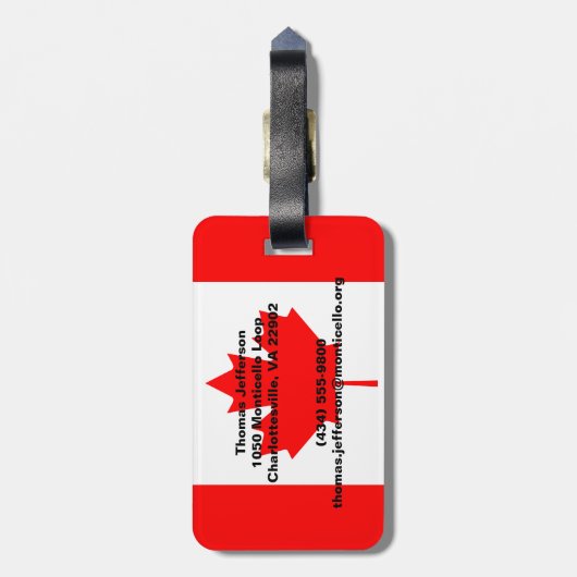 Canada Bagagelabel (Achterkant verticaal)