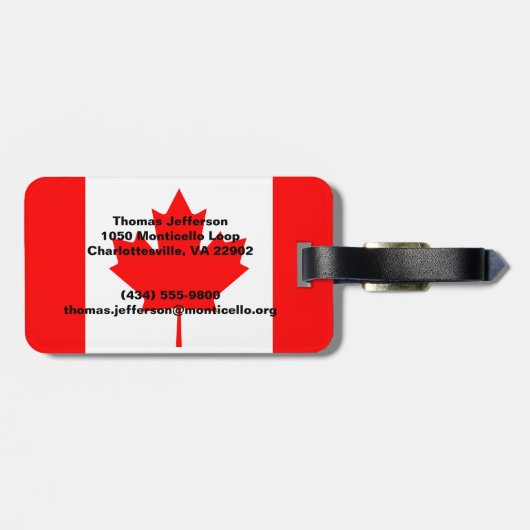 Canada Bagagelabel (Achterkant horizontaal)