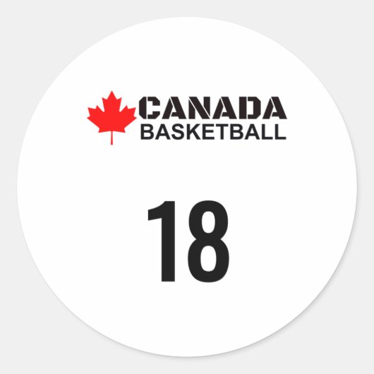 Canada Basketbal Nummer 18 Ontwerp Gift Idee Ronde Sticker (Voorkant)
