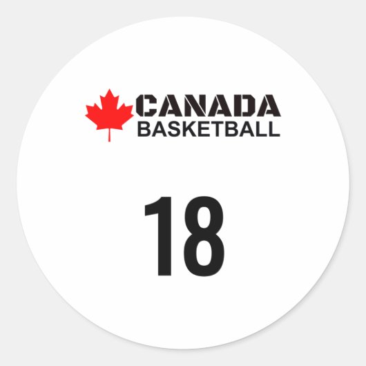 Canada Basketbal Nummer 18 Ontwerp Gift Idee Ronde Sticker (Voorkant)